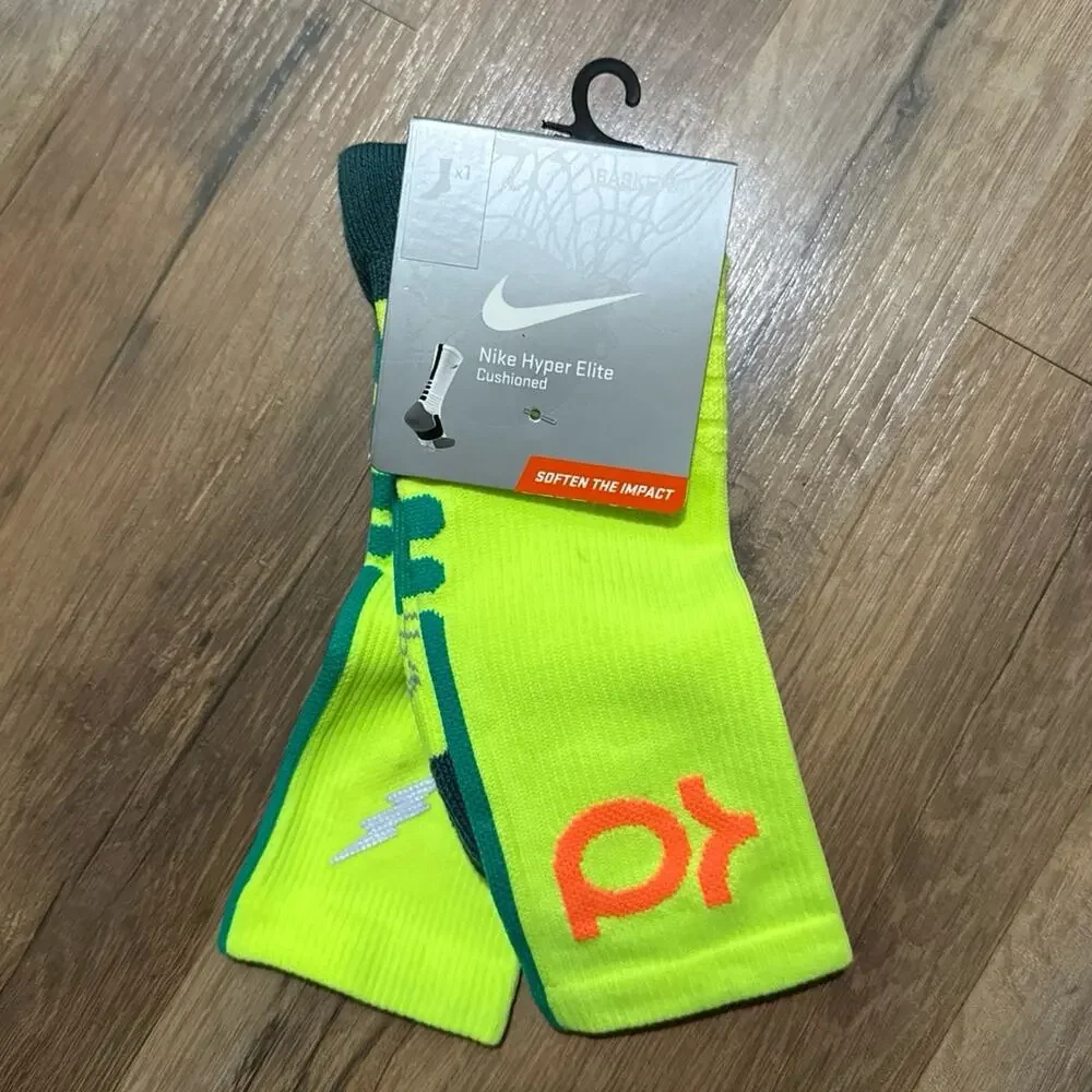 2013 Nike KD Hyper Elite Cushioned Basketball Dri-Fit Vintage Volt Crew Socks